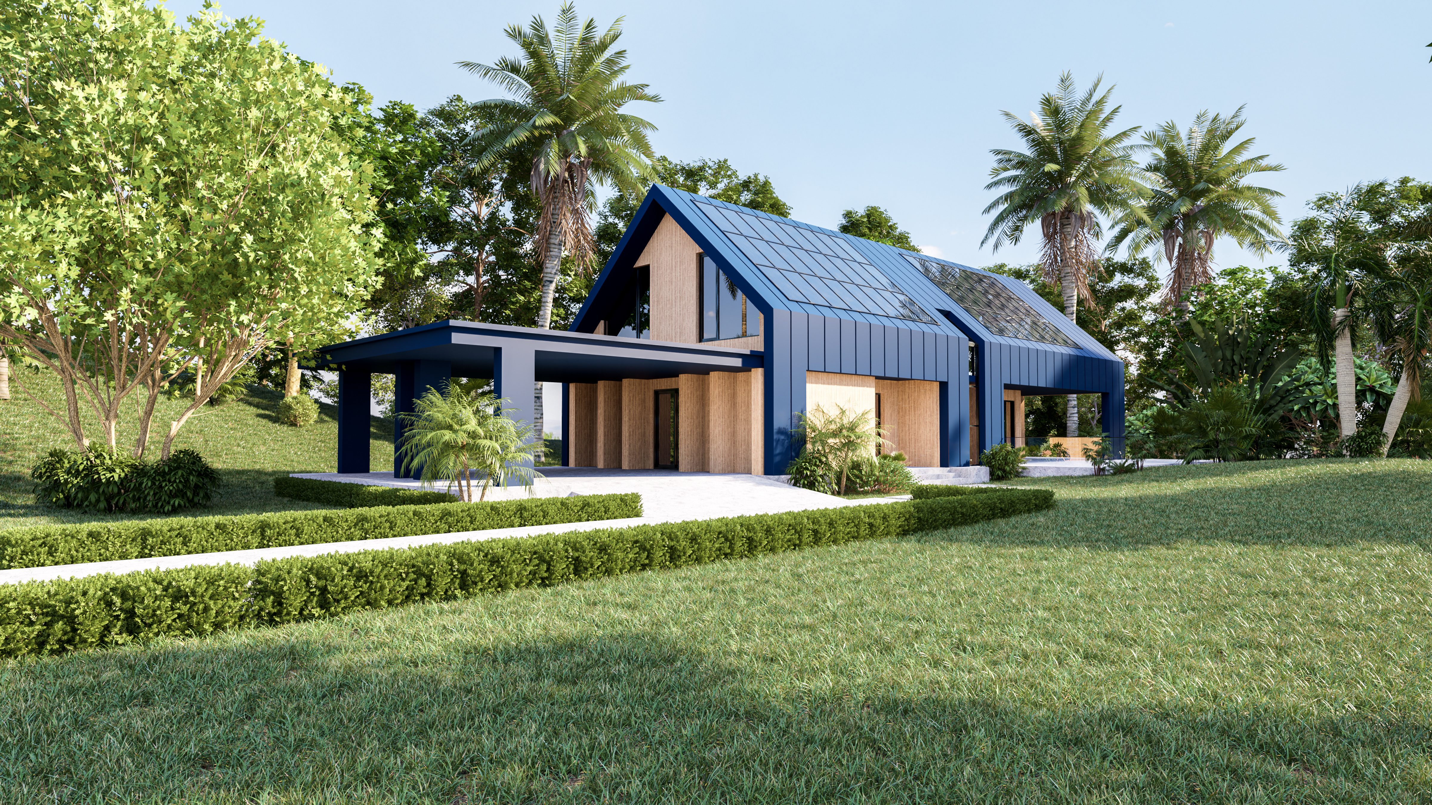 Australian home with rooftop solar in warm light