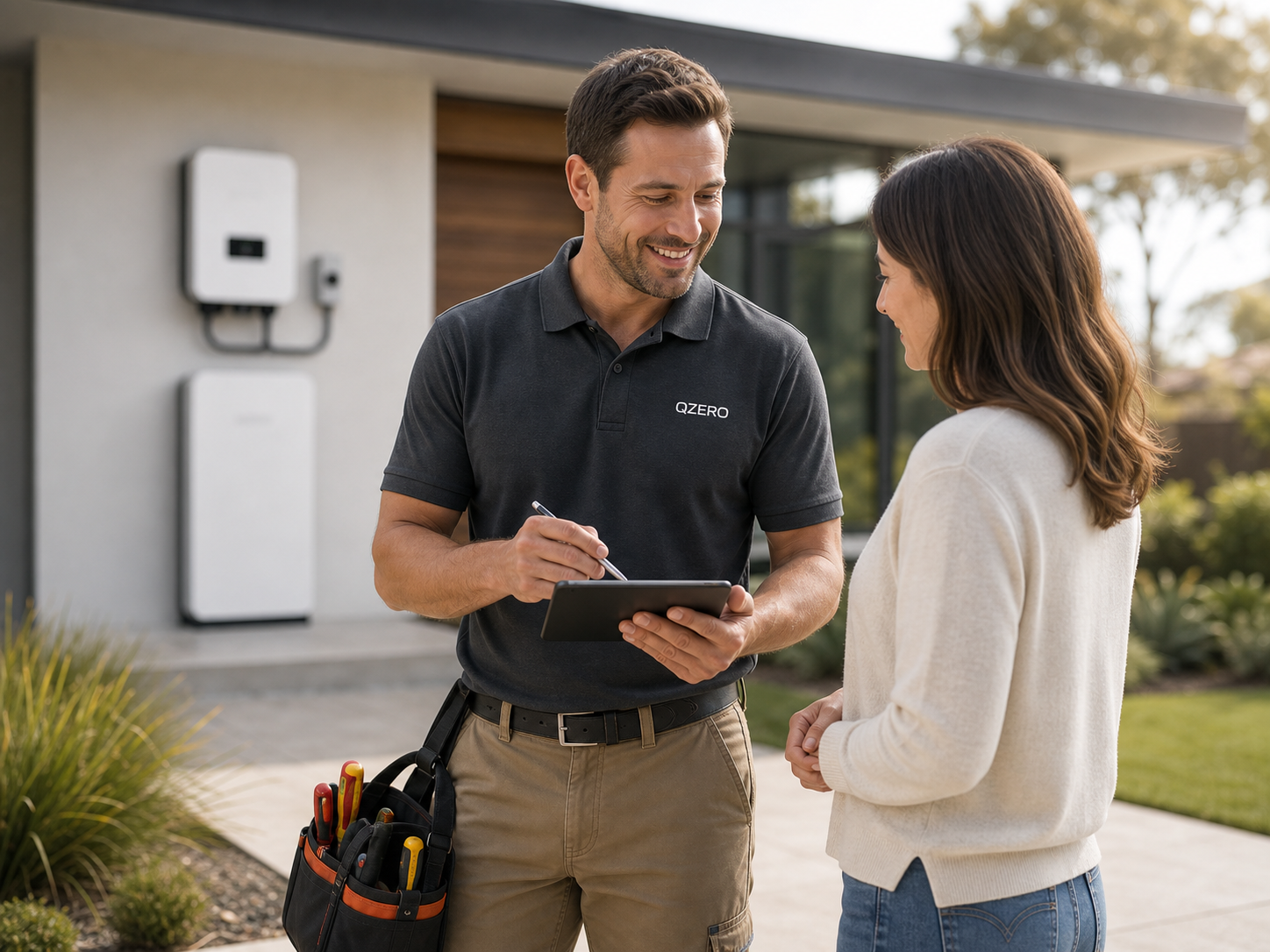 Installer partner preparing a clean home energy installation